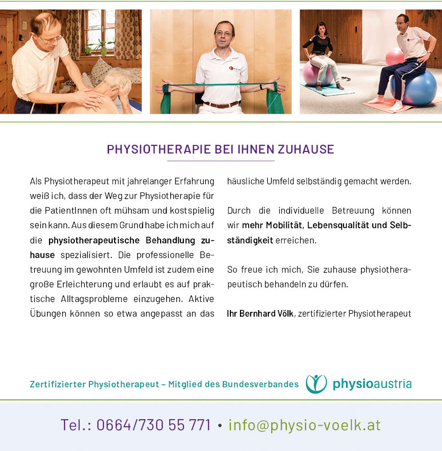 Physiotherapie zuhause ist eine große Erleichterung für ältere Patienten